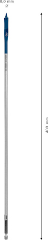 Teleskopskaft, 400 mm långt, med blå och metallisk färg. Diameter 8,0 mm.