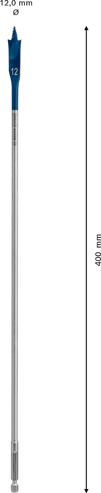 Borrspets med 12 mm diameter och 400 mm längd.
