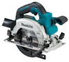 Cirkelsåg i turkos och silver med texten "Makita Specialized" på skyddsskivan.