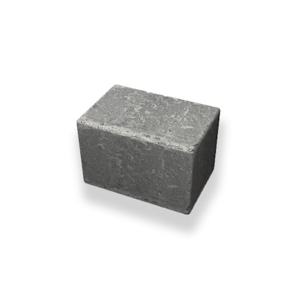 Rektangulär grå sten med slät yta och antik finish, mot vit bakgrund.