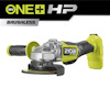 Batteridriven grön och svart vinkelslip med texten "18V ONE+ HP BRUSHLESS" och "RYOBI ONE HP" på sidan.